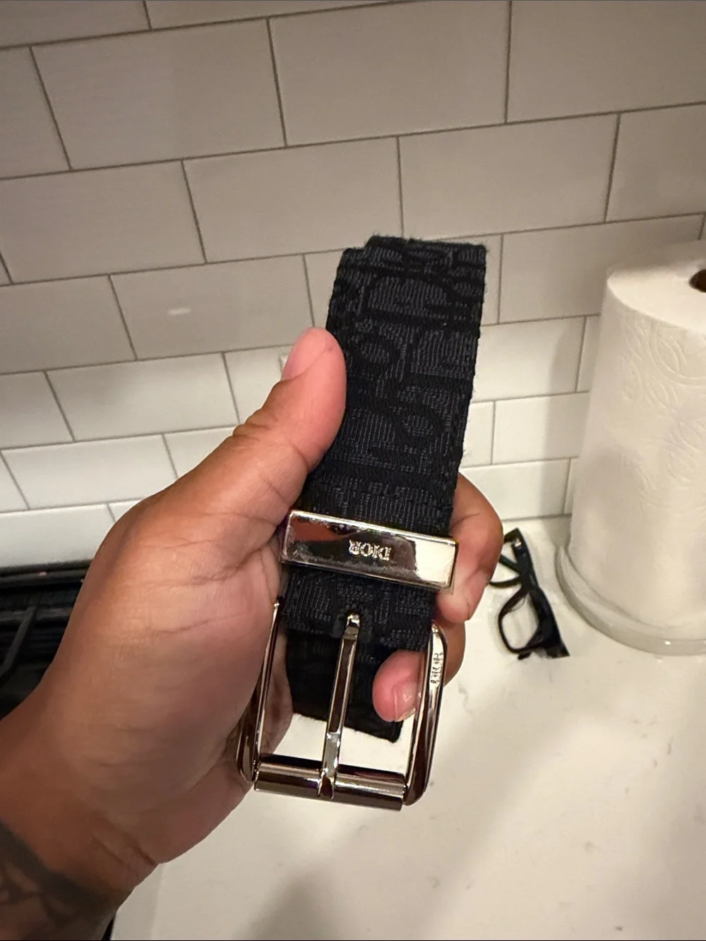 Men’s Black Dior Oblique Jacquard belt
